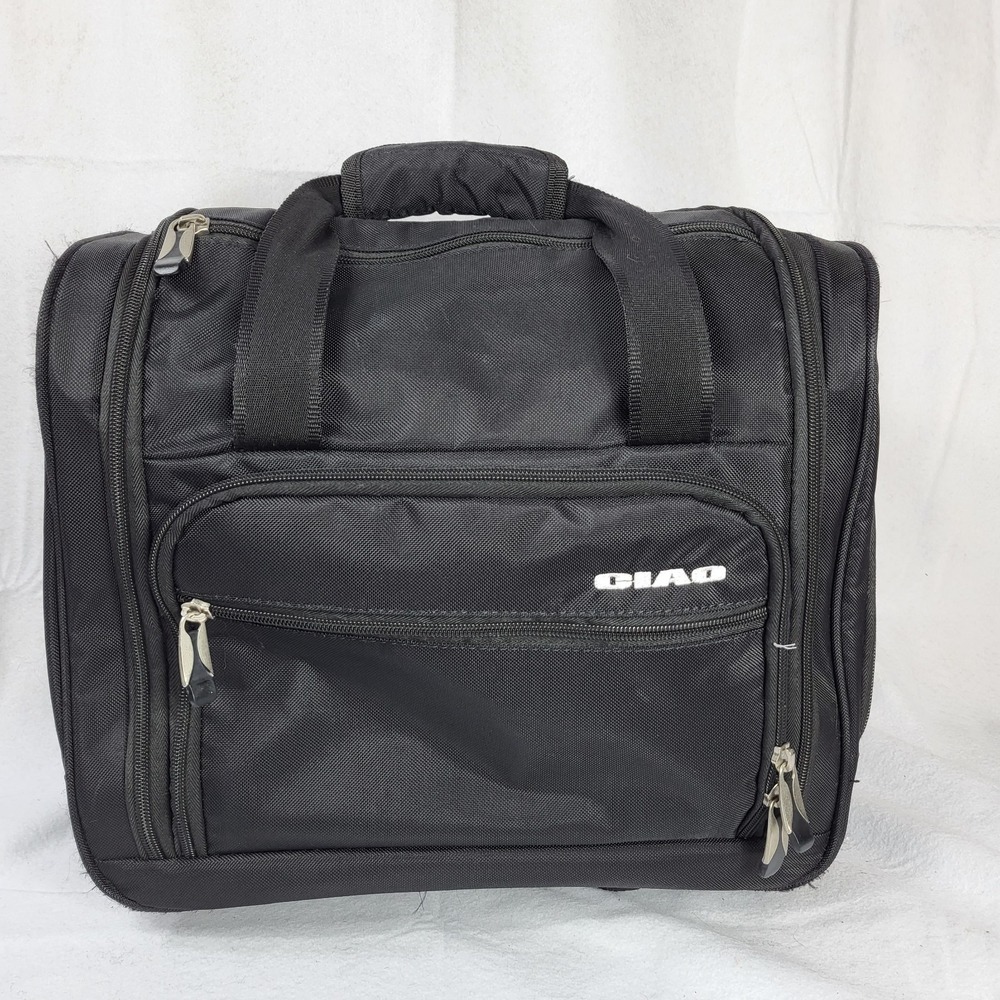 Ciao Carry On Luggage Bag 15" Black Wheeled Under Seat Weekender Compact Travel